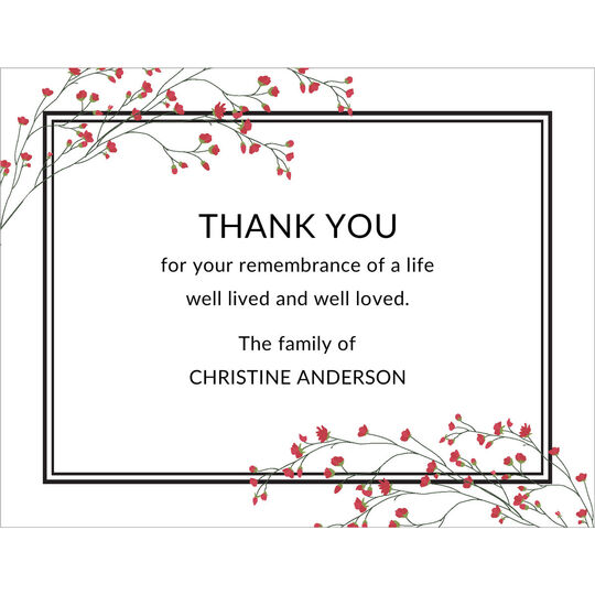 Red Tiny Blossoms Flat Sympathy Cards